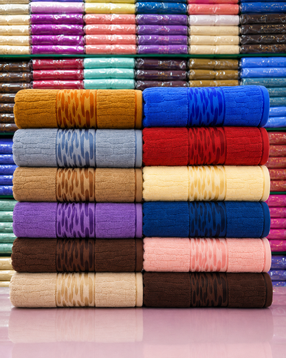 Beautiful premium bath towels collection by Cotenza Pakistan, Cotenza premium bath towel collection in multiple colors, Premium quality towels in multiple colors by Cotenza
